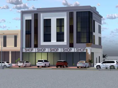 Modern Retail and Office Building A19 DWG  3D SketchUp 3D model