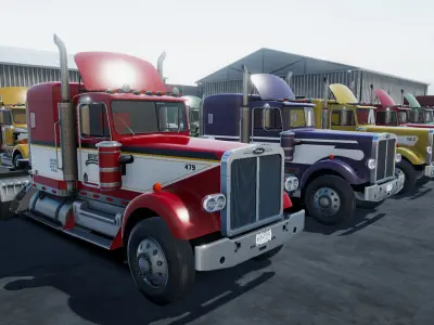 80s Semitruck unity asset Low-poly 3D model