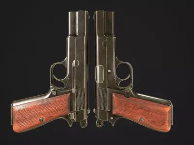 Browning High Power P-35 9mm Low-poly 3D model