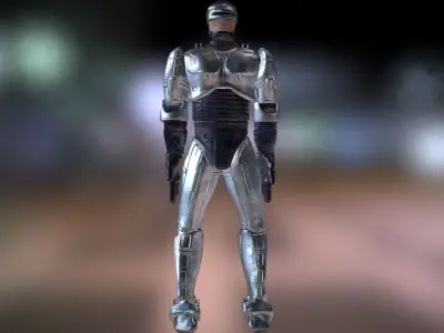 Robocop silver robot suit Low-poly 3D model
