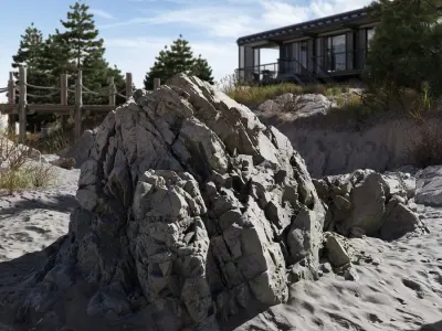  Large Jagged Beach Rock Model 