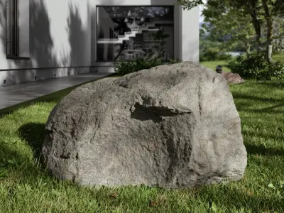  Cool Toned Divot Smooth Large Rock Boulder Model 