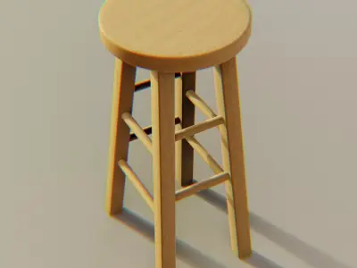 Wooden Stool PBR Low Poly Furniture Asset Low-poly 3D model