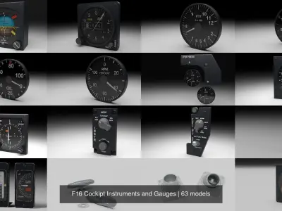 F16 Cockipt Instruments and Gauges 3D Model Collection