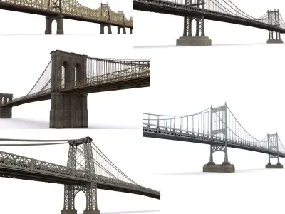 American bridges Low-poly 3D model