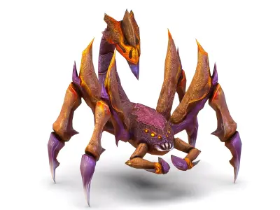 Low Poly Monster Purple Scorpio Creature Low-poly 3D model