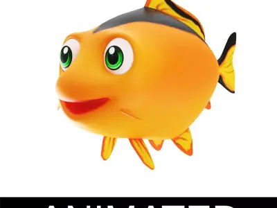 Common Carp Fish Cartoon Animated Low-poly 3D model