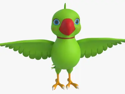 Cartoon Parrot Low-poly 3D model