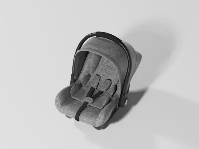 Gray fabric car seat for baby 0-13 kg S Low-poly 3D model
