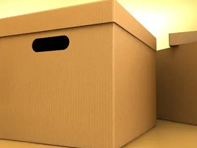 Photorealistic Cardboard Banker Box High Res 3D model