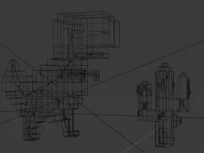 Google dinosaur 3d plus cactus Low-poly 3D model