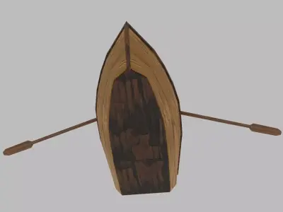 Low Poly 3D Rowboat Model - PBR Texture Low-poly 3D model