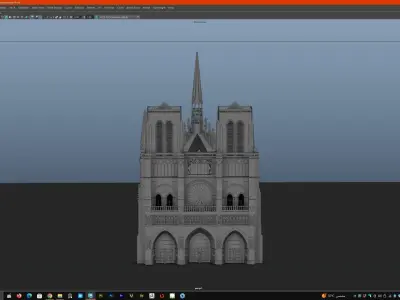 Notre-Dame de Paris Cathedral-UV-texture 3D model