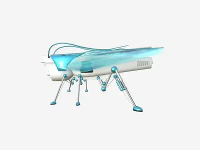 Insect Robot F04 White Blue - SciFi Character Design Low-poly 3D model