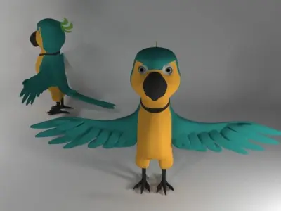 Cartoon Parrot Low-poly 3D model