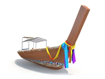 Traditional Thai Longtail Boat Low-poly 3D model