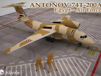 Antonov-74T-200A Egypt - Air Force Low-poly 3D model Low-poly 3D model