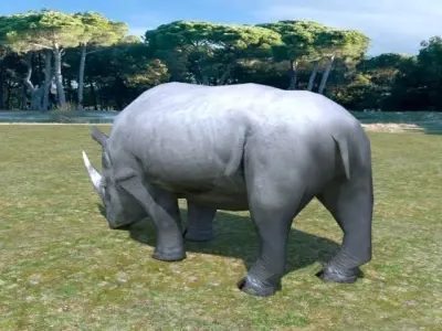 African Rhino Low-poly 3D model
