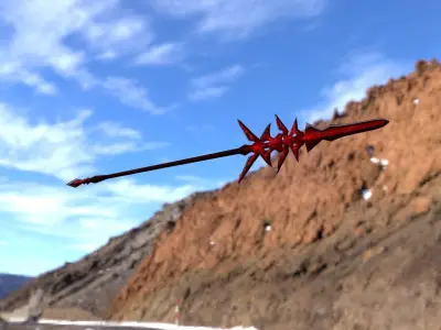 Spear sword with spikes Free low-poly 3D model