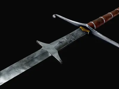 Montante two handed sword Low-poly 3D model