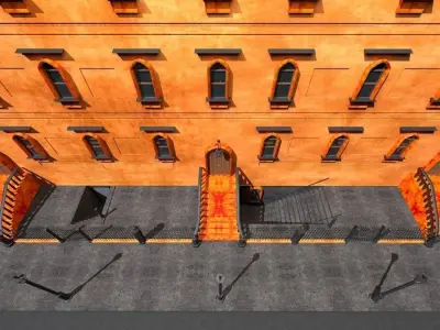 New York City Fancy Building Facade Low Poly Game Model Low-poly 3D model