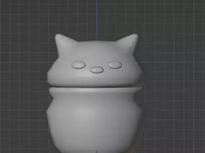 Low Poly Cat in Pot Free 3D model