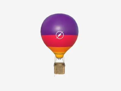 Balloon Hot Air 05 Colored Purple - Aircraft Cartoon Low-poly 3D model