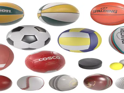 Balls collection v1 Low-poly 3D model