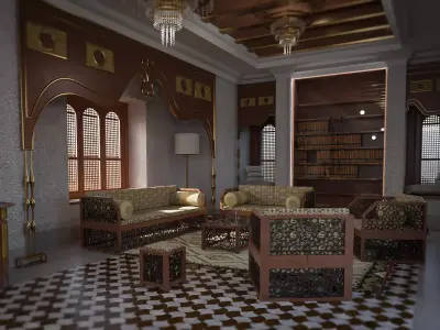 Moroccan Living space Free 3D model