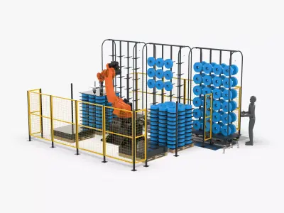 Automatic Robot Bobbin Loading Workstation 3D model