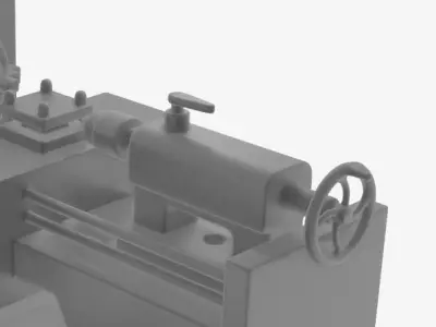 Lathe Machine Low-poly 3D model
