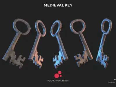 Medieval Keys Set 01 AR low-poly 3D model Low-poly 3D model