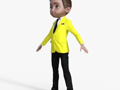 Cartoon Man in Colorful Suit  3D model