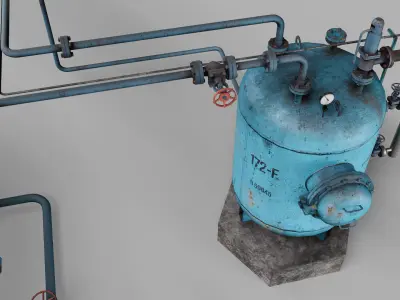 Industrial filtration system Low-poly 3D model