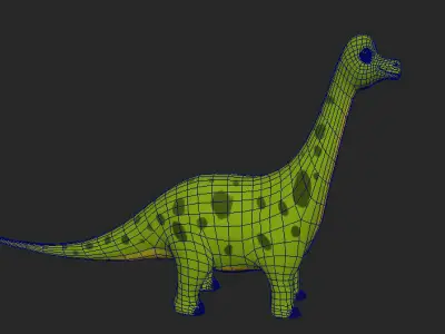 3D Model Brachiasaurus Dinosaur Cartoon Character with Textures Low-poly 3D model