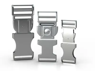 Set of 3 Buckles for Lanyards or similar Low-poly 3D model Low-poly 3D model