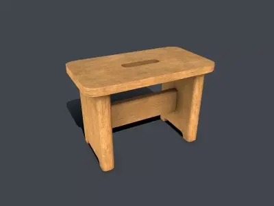 Old Wooden Stool 4 Low-poly PBR Free low-poly 3D model