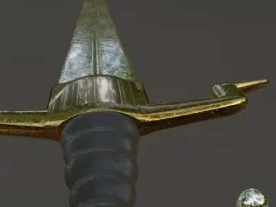 Long Gold Silver Sword Free low-poly 3D model