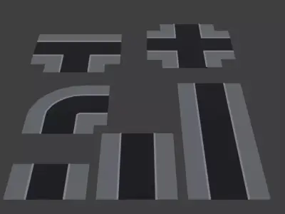 Low-poly roads Free low-poly 3D model