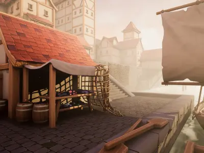 Medieval Port City - Modular Pack Low-poly 3D model