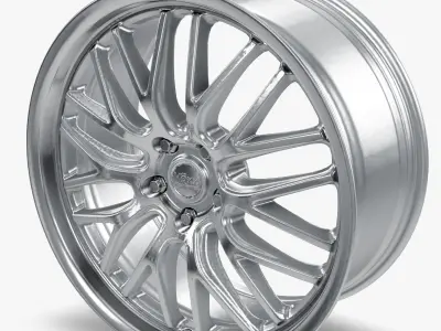 Voxx Masi Wheel Feather Forged Silver With Machined Lip Mustang 3D model
