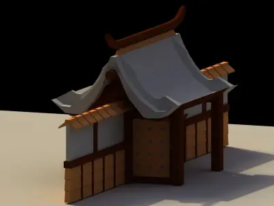 Low Poly Japanese Gate Low-poly 3D model