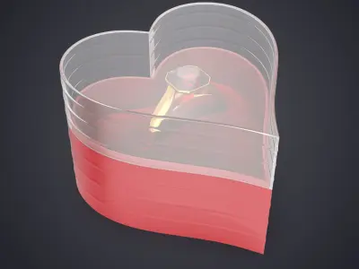 Asscher Cut Ruby Wedding Gold Ring In Box V01 3D model