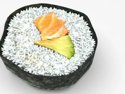 Sliced Sushi Roll 3D model