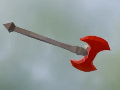 Low Poly Double Blade Axe with Skull - Hand Painted Game Ready Low-poly 3D model