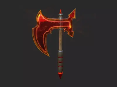 Medieval Battle Axe 02 Transparent Red - Fantasy Weaponry Low-poly 3D model
