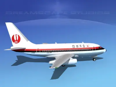 Boeing 737-100 Japan Airlines 3D model