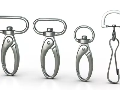 Set of 4 Metal Carabiner LowPoly Low-poly 3D model