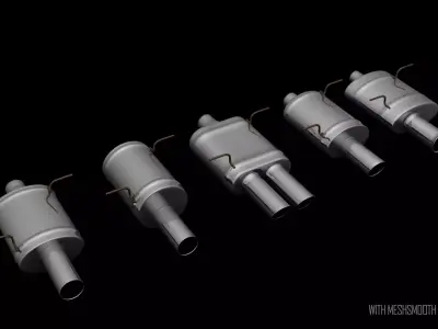 Car Muffler Exhaust Pack  Low-poly 3D model