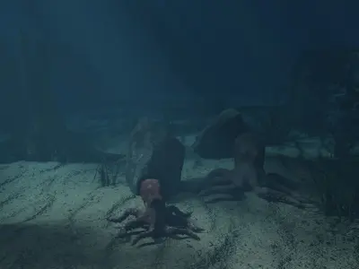 Octopus and baby Low-poly 3D model